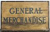 Thomas Cusack Co. painted pine country store General Merchandise sign, late 19th c.