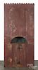 Contemporary painted pine corner cupboard with blind doors and a sawtooth crest