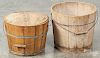 Two wooden buckets, 19th c., 12'' h. and 10'' h. Provenance: Barbara Hood's Country Store