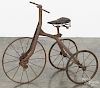 Primitive iron child's bicycle, 19th c., 23'' h. Provenance: Barbara Hood's Country Store