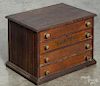 Clark's O. N. T. oak spool cabinet, ca. 1900, with four drawers, 14 1/2'' h., 20 1/2'' w.