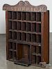 Painted pine U. S. Post Office cubby hole hanging cabinet, 19th c.