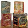 Three country store advertising tins, ca. 1900, to include Harvey & Eddy - Trojan Brand Cinnamon