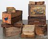 Ten wooden advertising shipping boxes, ca. 1900, largest - 23 1/2'' w. Provenance: Barbara Hood