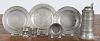 Seven pieces of Continental pewter, to include a flagon, 8 1/2'' h.