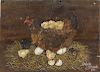 Berni Bruce Koutch (American 20th c.), oil on panel of a hen and chicks, signed lower right