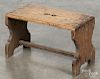 Dovetailed pine foot stool, 19th c., 10 3/4'' h., 18'' w.