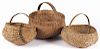 Three Pennsylvania splint melon baskets, 19th c., tallest - 13 1/2''.