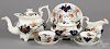 Gaudy Welsh tea service in the Butterfly pattern, to include a teapot, 7 1/2'' h., a creamer