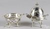 Two silver-plated covered butter dishes, late 19th c., 8 1/2'' h. and 6 1/4'' h.