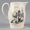 English transfer decorated pitcher, 19th c., depicting The Governor of Europe Stopped in his Career