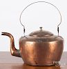 W. Heiss, Philadelphia copper goose neck tea kettle, early 19th c., 7 3/4'' h.