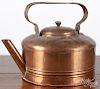 James Brothers, West Chester, PA. copper tea kettle, late 19th c., 8'' h.