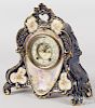 Royal Bonn porcelain mantel clock with Ansonia works, 13 1/2'' h.