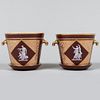 Pair of English Porcelain Cache Pots with Classical Decoration