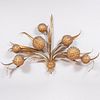 Gilt-Metal Seven-Light Wall Light in the Form of Flowerheads and Foliage