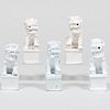 Group of Five Chinese White Glazed Porcelain Buddhistic Lion Joss Stick Holders