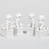 Group of Four Chinese Export White Glazed Porcelain Buddhistic Lion Joss Stick Holders