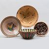 RTO'd Group of Four Slip Decorated Bowls