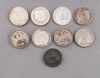 9 British Silver Crowns & Foreign Silver Coins