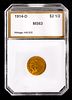 1914-D $2.50 Quarter Eagle Gold Coin - MS63