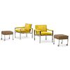 HARVEY PROBBER Pair of lounge chairs and stools