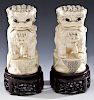 Pair of Ivory Carved Foo Lions