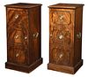 Pair George III Figured Mahogany Pedestal Cabinets
