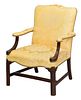 Chippendale Style Mahogany Upholstered Open Arm Chair