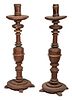 Pair of Monumental Baroque Paint Decorated Pricket Sticks