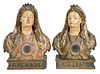 Pair of Carved Polychrome Portrait Bust Reliquaries