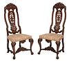 Pair of Baroque Carved Walnut Side Chairs