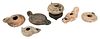 Six Early Ceramic Oil Lamps