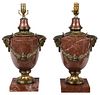 Pair of French Marble Lamps with Bronze Mounts