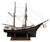 Folk Art Double Masted Schooner Ship Model 
