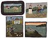 Four Scenic Hooked Rugs