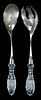 German Silver Plate and Cut Glass Spoon and Salad Fork