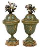 Pair of French Painted Tole Metal Urn Form Potpourris