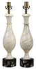Pair of Carved Marble Lamps 
