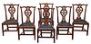 Set of Six Chippendale Mahogany and Leather Side Chairs