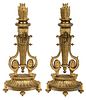 Pair Classical Gilt Brass Fireplace Chenets
