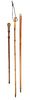 Two Metal Mounted Bamboo Sword Canes Length of longest 33 1/2 inches.