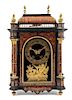 A French Gilt Bronze Mounted Boulle Marquetry Mantel Clock Height overall 24 1/2 inches x width 15 1/2 x depth 7 1/2 inches.