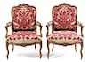 * A Louis XV Style Walnut Parlor Suite Width of settee 56 inches.