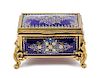 A French Gilt Bronze and Enamel Table Casket Height 2 3/4 x width 4 1/4 inches.