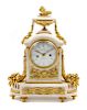 * A Louis XVI Style Gilt Bronze and Marble Mantel Clock Height 15 1/2 inches.