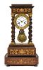 A Napoleon III Marquetry Portico Clock on Stand Height 16 1/2 inches.