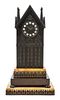 A French Bronze and Marble Mantel Clock Height 23 7/8 x width 12 1/2 x depth 7 inches.