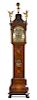 * A Dutch Marquetry Burl Walnut Tall Case Clock Height overall 116 1/2 inches.