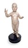 A Continental Painted Wood Figure Height 23 inches.
